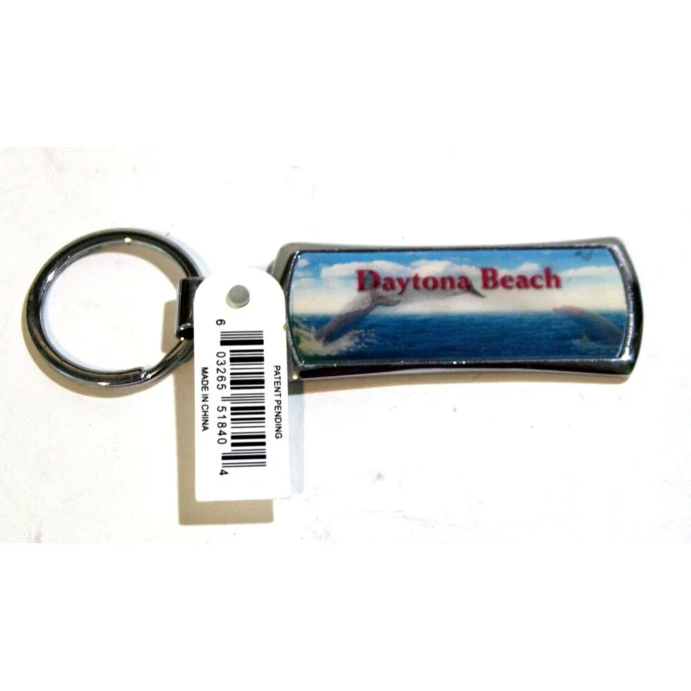 Daytona Beach Dolphin Jumping Inscribed Dad Hologram Souvenir Keychain 4
